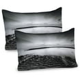 thumbnail image 1 of Ambesonne Black and White Pillow Sham 2 Pack, Idyllic Sunrise, 36"x20", Black White Grey, 1 of 3