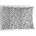 thumbnail image 1 of Ambesonne Black and White Pillow Sham, Floral Sketch, 36" X 20", Black White, 1 of 2
