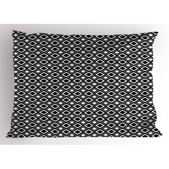 Ambesonne Black and White Pillow Sham, Squares Modern, 36" X 20", Black White