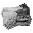 thumbnail image 1 of Ambesonne Black and White Place Mats Set of 4, Fishing Boat, Standard Size, Grey, 1 of 6