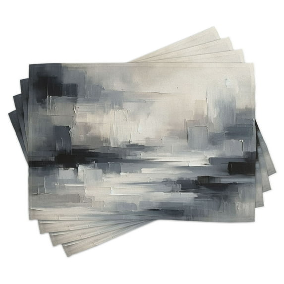 Ambesonne Black and White Place Mats Set of 4, Grunge Modern Art, Standard Size, Eggshell Blue Grey