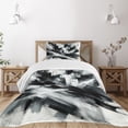 thumbnail image 1 of Ambesonne Black and White Quilted Bedspread Set 2 Pcs, Bold Abstract Art, Twin Size, Dark Blue Grey, 1 of 4