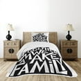 thumbnail image 1 of Ambesonne Black and White Quilted Bedspread Set 2 Pcs, Family House, Twin Size, Black and White, 1 of 3