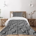 thumbnail image 1 of Ambesonne Black and White Quilted Bedspread Set 2 Pcs, Geometric Art, Twin Size, Black White, 1 of 5