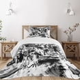 thumbnail image 1 of Ambesonne Black and White Quilted Bedspread Set 2 Pcs, Grunge Art, Twin Size, White Black and Grey, 1 of 5