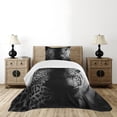 thumbnail image 1 of Ambesonne Black and White Quilted Bedspread Set 2 Pcs, Wild Leopards, Twin Size, Black White Blue, 1 of 6