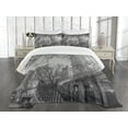thumbnail image 1 of Ambesonne Black and White Quilted Bedspread Set 3 Pcs, Chicago City, Queen Size, Grey Black White, 1 of 3