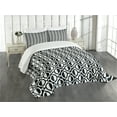thumbnail image 1 of Ambesonne Black and White Quilted Bedspread Set 3 Pcs, Lattice Pattern, Queen Size, Black White, 1 of 5