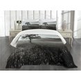 thumbnail image 1 of Ambesonne Black and White Quilted Bedspread Set 3 Pcs, Lonely Tree, King Size, Pale Grey, 1 of 5
