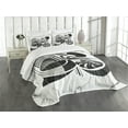 thumbnail image 1 of Ambesonne Black and White Quilted Bedspread Set 3 Pcs, Mid Century Leaf, King Size, Grey Coconut, 1 of 4