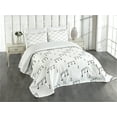 thumbnail image 1 of Ambesonne Black and White Quilted Bedspread Set 3 Pcs, Musical Notes, Queen Size, Charcoal Grey, 1 of 5
