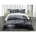thumbnail image 1 of Ambesonne Black and White Quilted Bedspread Set 3 Pcs, Panorama View, King Size, Dark Green, 1 of 5