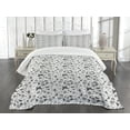 thumbnail image 1 of Ambesonne Black and White Quilted Bedspread Set 3 Pcs, Petal Spring Dots, Queen Size, Black White, 1 of 3