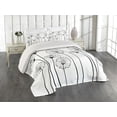 thumbnail image 1 of Ambesonne Black and White Quilted Coverlet 3 Pcs, Meadows, King Size, Black White, 1 of 4