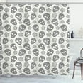 thumbnail image 1 of Ambesonne Black and White Shower Curtain, Abstract Skulls, 69"Wx70"L, White and Black, 1 of 5