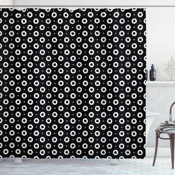 Ambesonne Black and White Shower Curtain, Donut Shapes, 69"Wx75"L, Black and White
