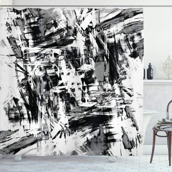 Ambesonne Black and White Shower Curtain, Grunge Art, 69"Wx70"L, White Black and Grey