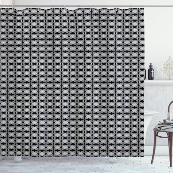 Ambesonne Black and White Shower Curtain, Monochrome Curve, 69"Wx84"L, Black and White