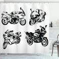 thumbnail image 1 of Ambesonne Black and White Shower Curtain, Motorbikes, 69"Wx75"L, Orange Black, 1 of 5