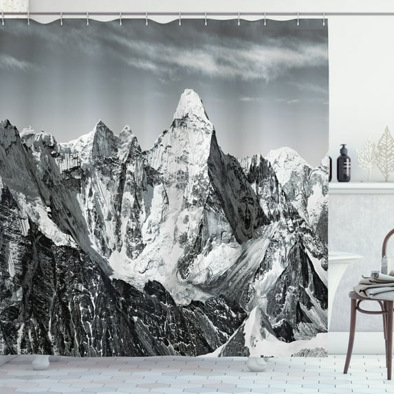 Ambesonne Black and White Shower Curtain, Mountain Peaks, 69"Wx84"L, Black White Grey