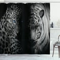 thumbnail image 1 of Ambesonne Black and White Shower Curtain, Wild Leopards, 69"Wx70"L, Black White Blue, 1 of 3