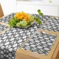 thumbnail image 1 of Ambesonne Black and White Table Runner & Placemats, Interlace Squares, Placemat 4 pcs + Runner 14"x90", White Black, 1 of 2