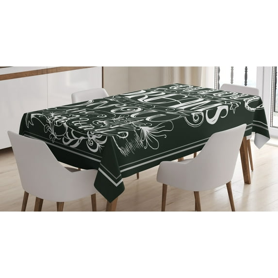 Ambesonne Black and White Tablecloth Rectangular Table Cover, Vintage Motivation, 60"x90", Black and White