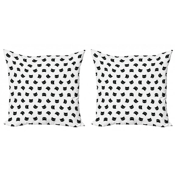 Ambesonne Black and White Throw Pillow Cover 2 Pack, Cat Portraits, 24", Black White
