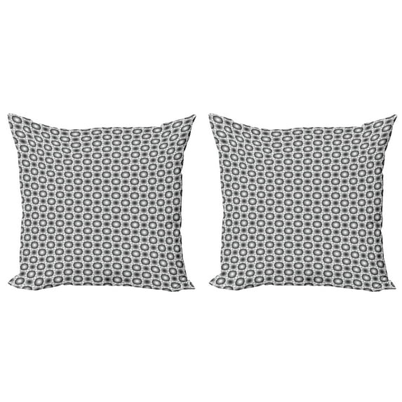 Ambesonne Black and White Throw Pillow Cover 2 Pack, Circles Mosaic, 20", Black White