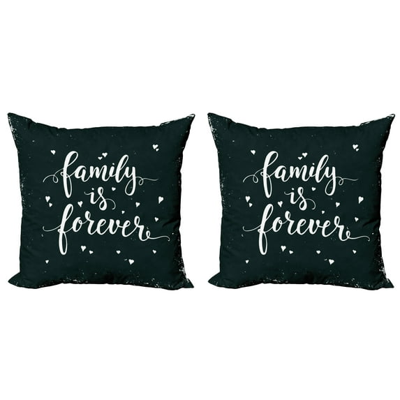 Ambesonne Black and White Throw Pillow Cover 2 Pack, Family Forever, 18", Black and White