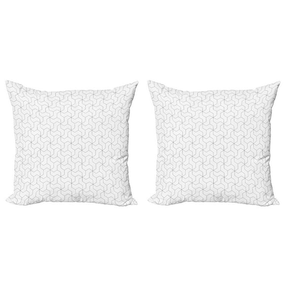 Ambesonne Black and White Throw Pillow Cover 2 Pack, Geometric Motif, 16", Black White