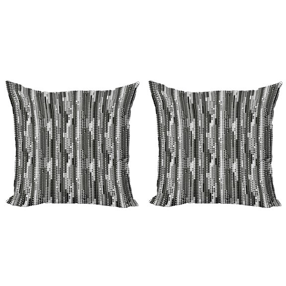 Ambesonne Black and White Throw Pillow Cover 2 Pack, Geometrical, 16", Black White