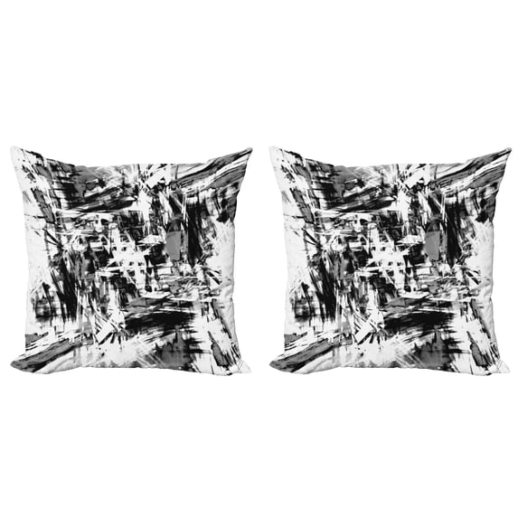 Ambesonne Black and White Throw Pillow Cover 2 Pack, Grunge Art, 24", White Black and Grey