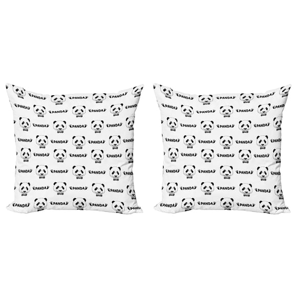 Ambesonne Black and White Throw Pillow Cover 2 Pack, Panda Bow Tie, 24", Black White
