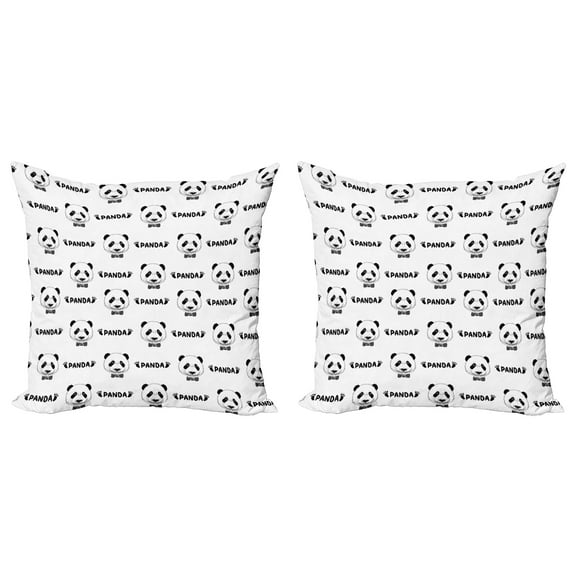 Ambesonne Black and White Throw Pillow Cover 2 Pack, Panda Bow Tie, 24", Black White