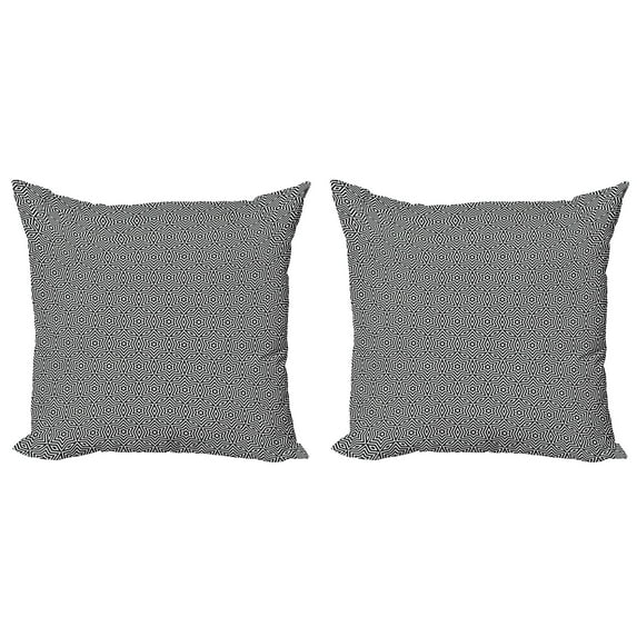 Ambesonne Black and White Throw Pillow Cover 2 Pack, Star Rhombuses, 24", Black and White