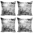 thumbnail image 1 of Ambesonne Black and White Throw Pillow Cover 4 Pack, Aerial Montreal, 18", Black White Grey, 1 of 5