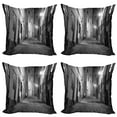 thumbnail image 1 of Ambesonne Black and White Throw Pillow Cover 4 Pack, Dark Alleyway, 20", Black and White, 1 of 6