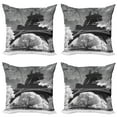thumbnail image 1 of Ambesonne Black and White Throw Pillow Cover 4 Pack, Eiffel Tower View, 18", Blue Grey, 1 of 6