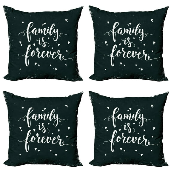 Ambesonne Black and White Throw Pillow Cover 4 Pack, Family Forever, 24", Black and White