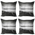 thumbnail image 1 of Ambesonne Black and White Throw Pillow Cover 4 Pack, Idyllic Sunrise, 16", Black White Grey, 1 of 5