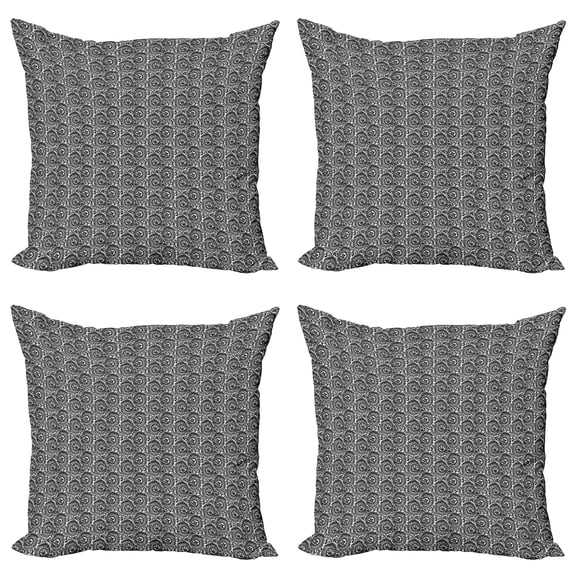 Ambesonne Black and White Throw Pillow Cover 4 Pack, Little Blossoms, 24", Black and White