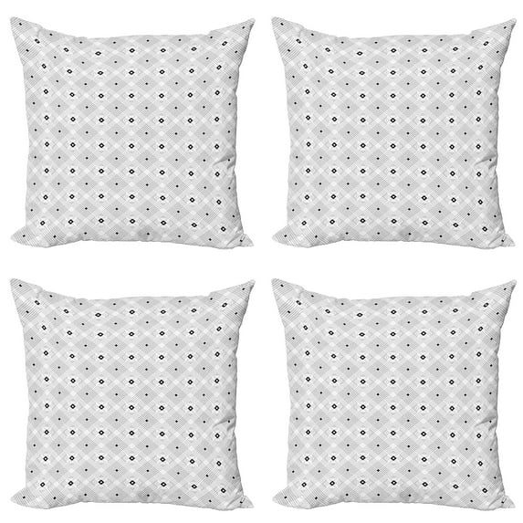 Ambesonne Black and White Throw Pillow Cover 4 Pack, Modern Squares, 20", White Black