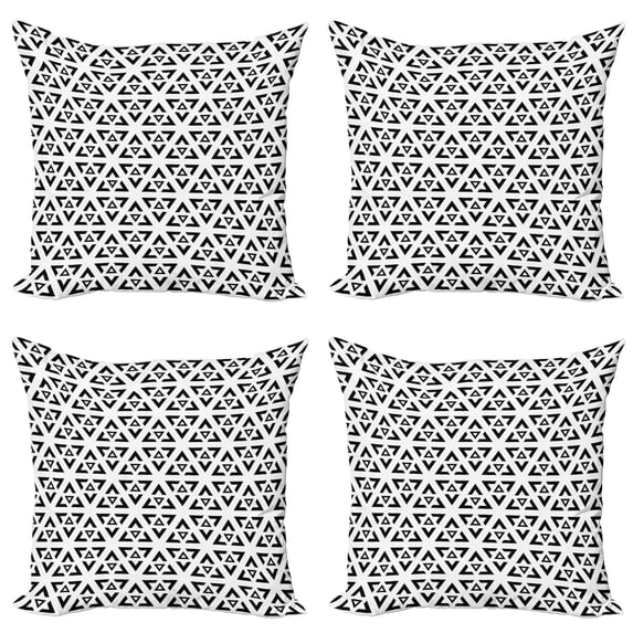 Ambesonne Black and White Throw Pillow Cover 4 Pack, Modern Triangle, 24", Black and White