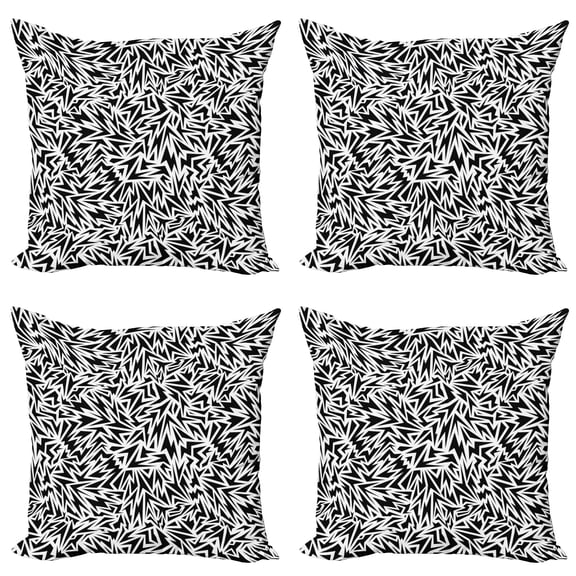 Ambesonne Black and White Throw Pillow Cover 4 Pack, Sharp Shapes, 18", Black White