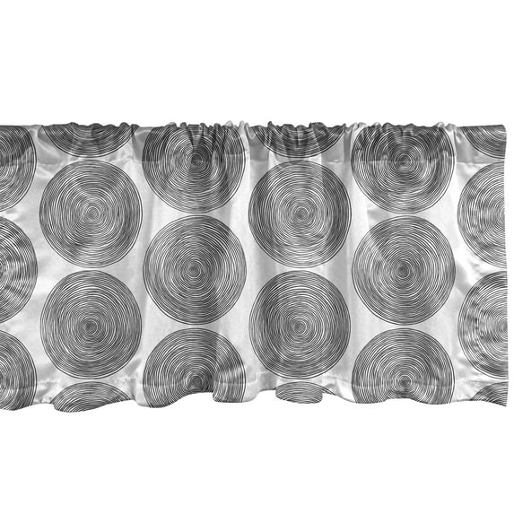 Ambesonne Black and White Valance Pack of 2, Doodle Art Circles, 42"X12", Black White
