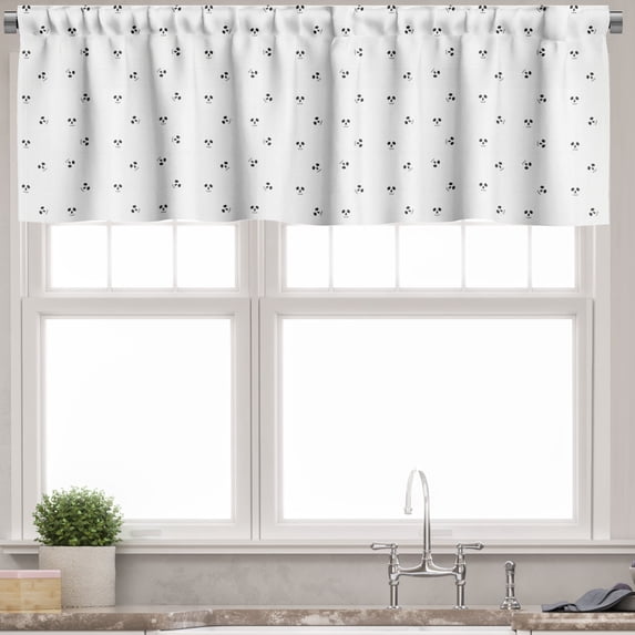 Ambesonne Black and White Valance Pack of 2, Skull Art, 42"X12", Charcoal Grey White