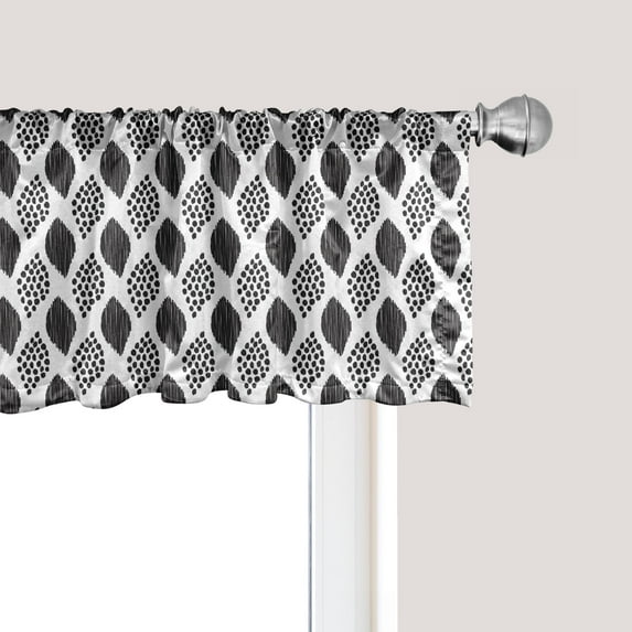 Ambesonne Black and White Window Valance, Abstract Black Dots, 54" X 12", Black White