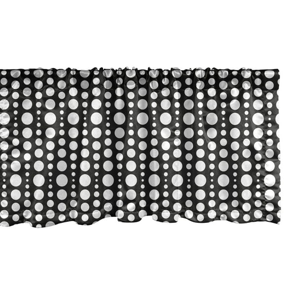 Ambesonne Black and White Window Valance, Blended Circles Dot, 54" X 18", Black and White
