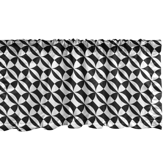 Ambesonne Black and White Window Valance, Boho Diagonal Forms, 54" X 18", Charcoal Grey